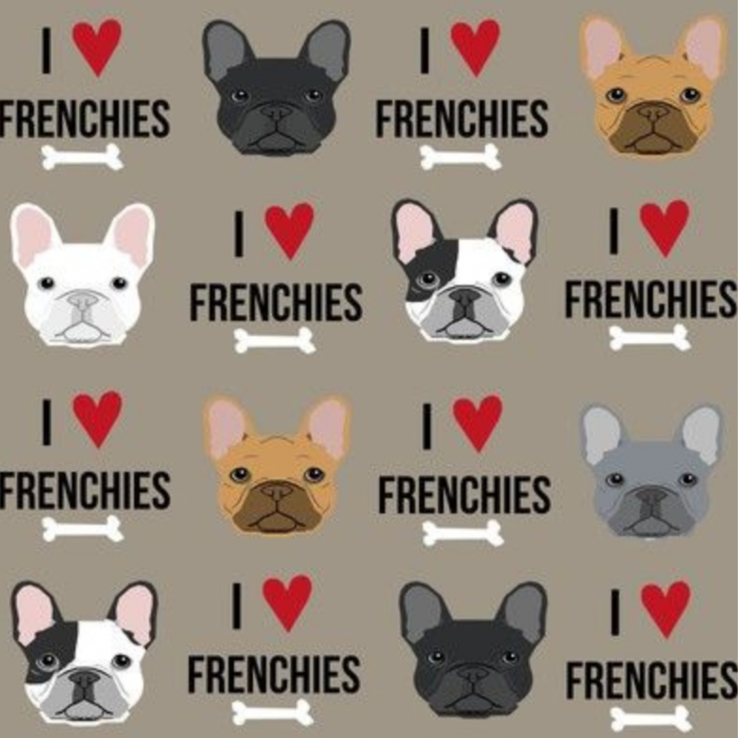 I Love Frenchies Grey Dog Booster Car Seat