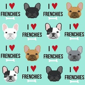 I Love Frenchies Teal Custom Dog Booster Car Seat