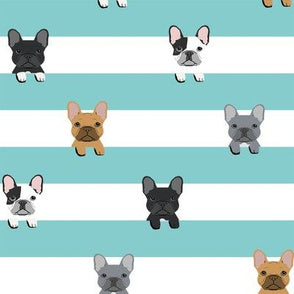 Striped Teal Frenchie Custom Dog Booster Car Seat