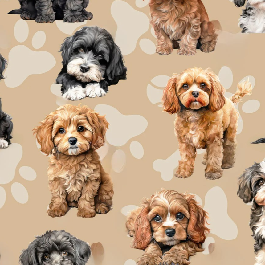 NEW - Cavoodles Beige Custom Dog Booster Car Seat