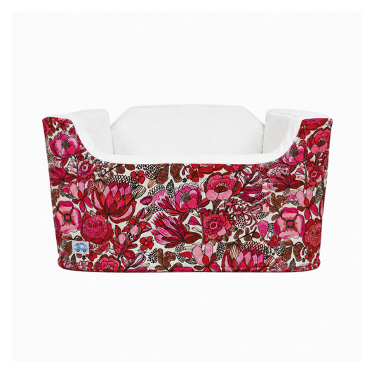 Medium Dog Booster Car Seat - Red & Pink Natives - Ships Out Week of 21st September