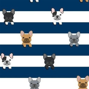 Striped Navy Frenchie Custom Dog Booster Car Seat