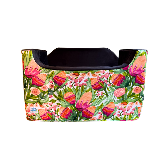 Medium Dog Booster Car Seat - Pink Banksia