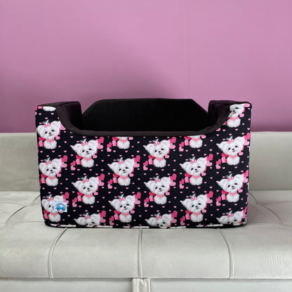 Maltese Black Heart Custom Dog Booster Car Seat