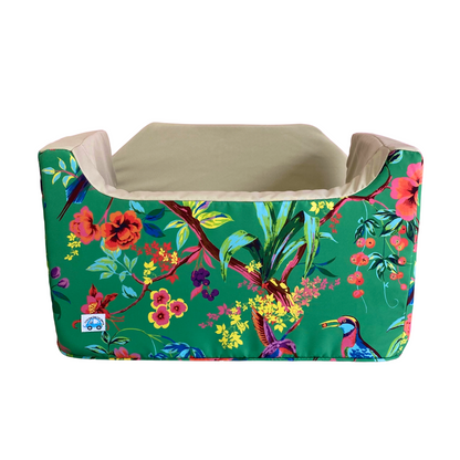 Medium Dog Booster Car Seat - Green Birds