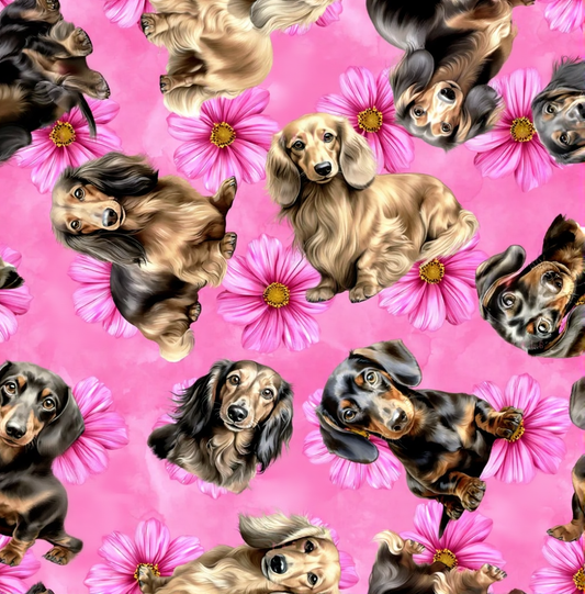 NEW - Dachshund Pink Floral Custom Dog Booster Car Seat