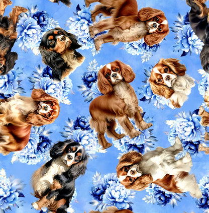 Cavalier Blue Floral Custom Dog Booster Car Seat