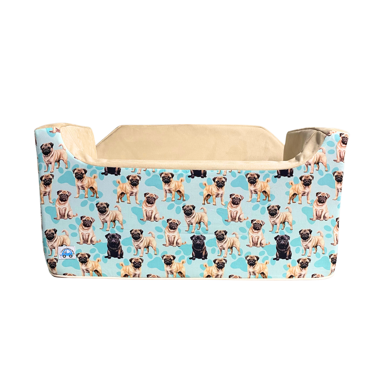 Double Dog Booster Car Seat - Blue Pug