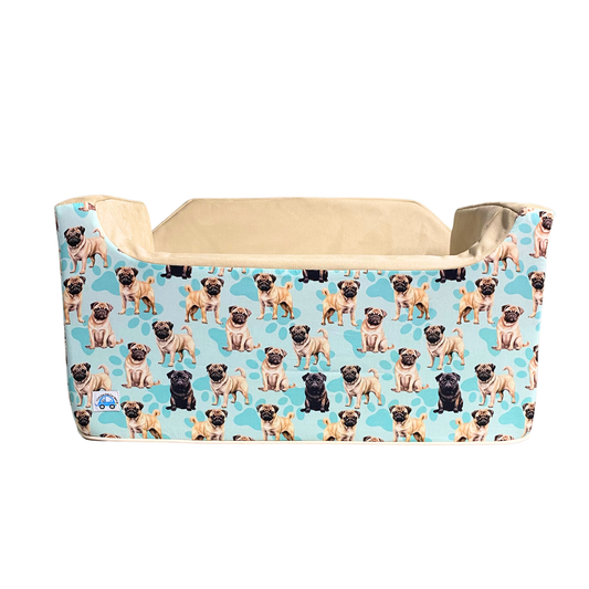 Double Dog Booster Car Seat - Blue Pug